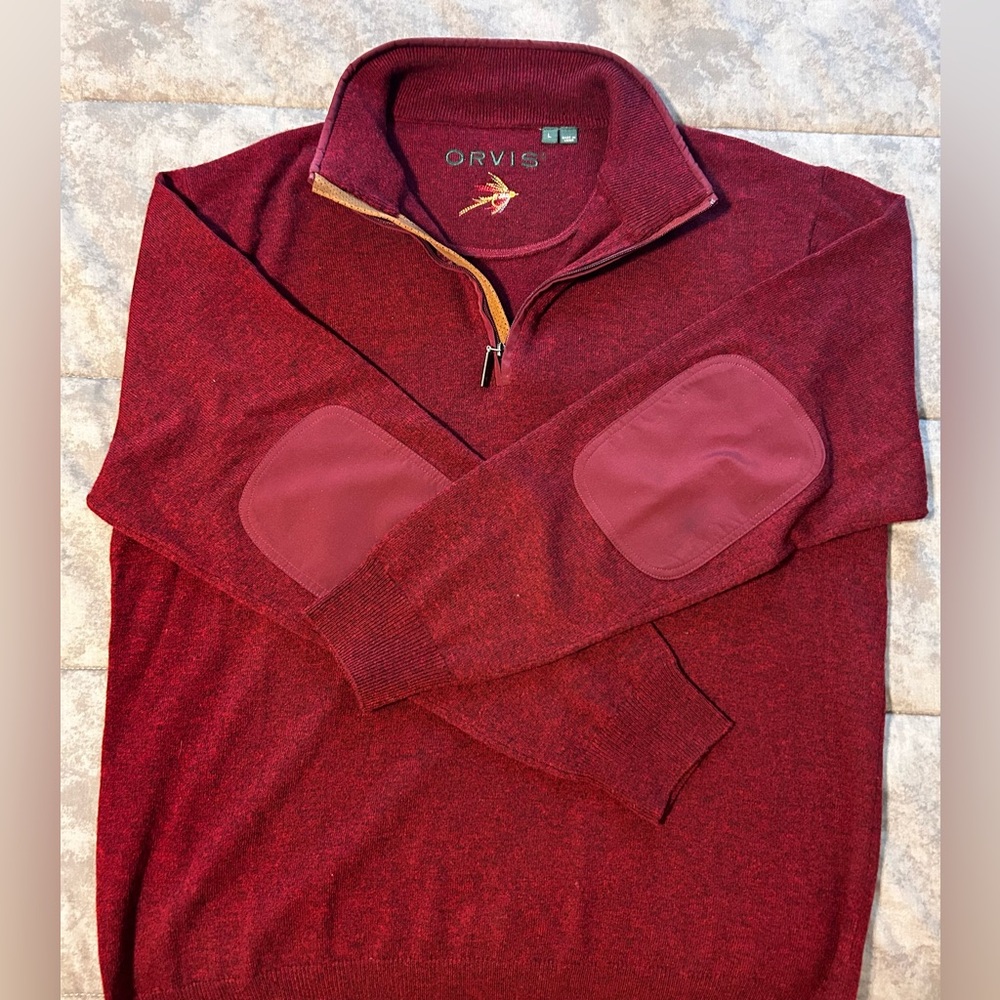 Orvis wool and cashmere sweater men’s size large zip front